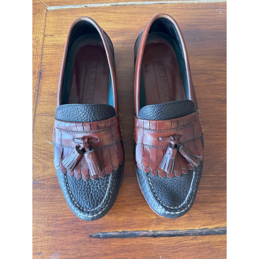 H.S. Trask Bozeman Tassel Moc-Toe Dress Loafer Two Tone Leather Mens Shoe 10M